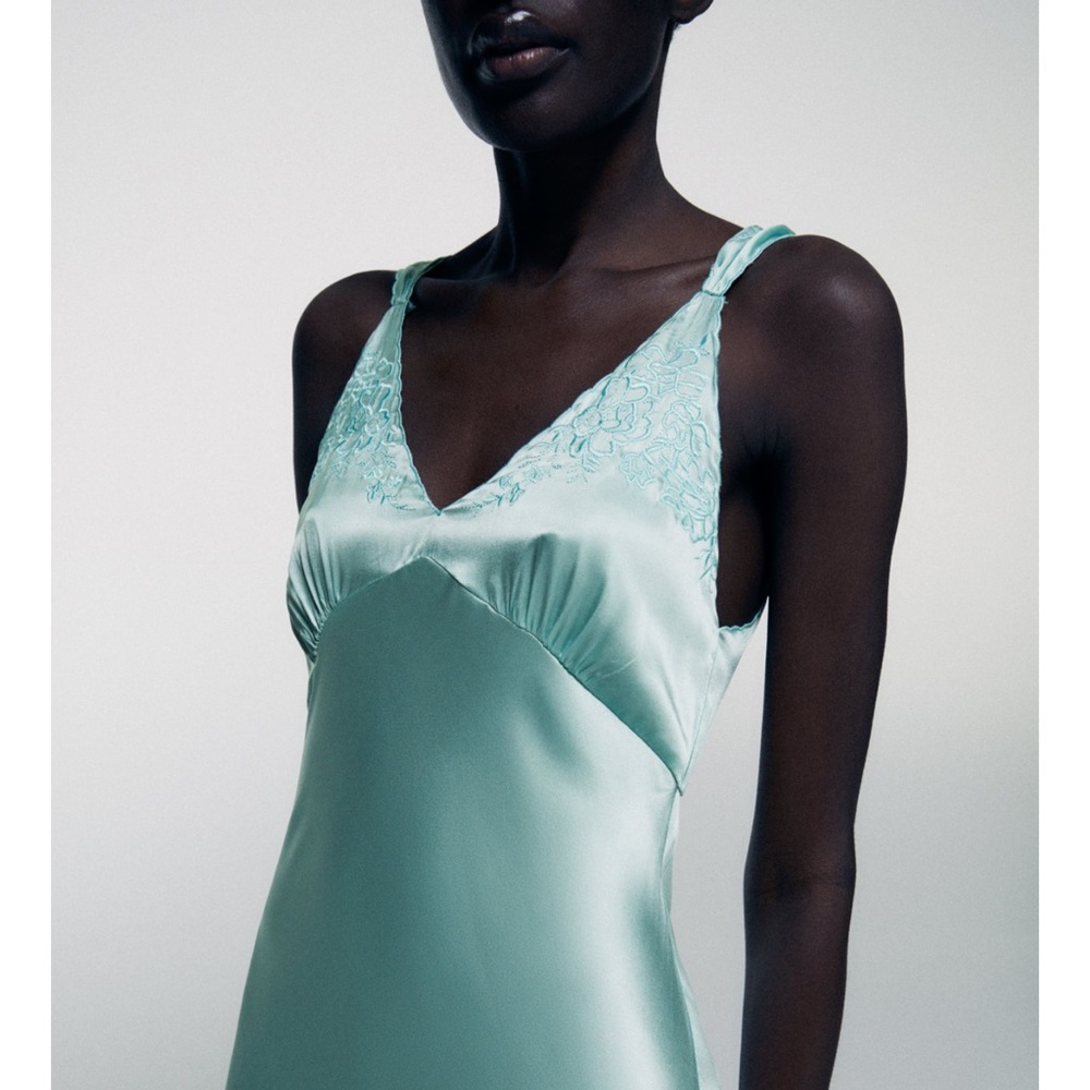 🔥ZARA EMBROIDERED SILK DRESS 🔥 - Picture 7 of 15